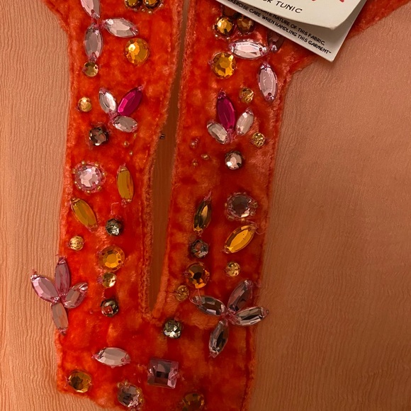 Glam Souls Kurta Slit Neck Tunic Size M/L 100% Silk - Picture 6 of 6